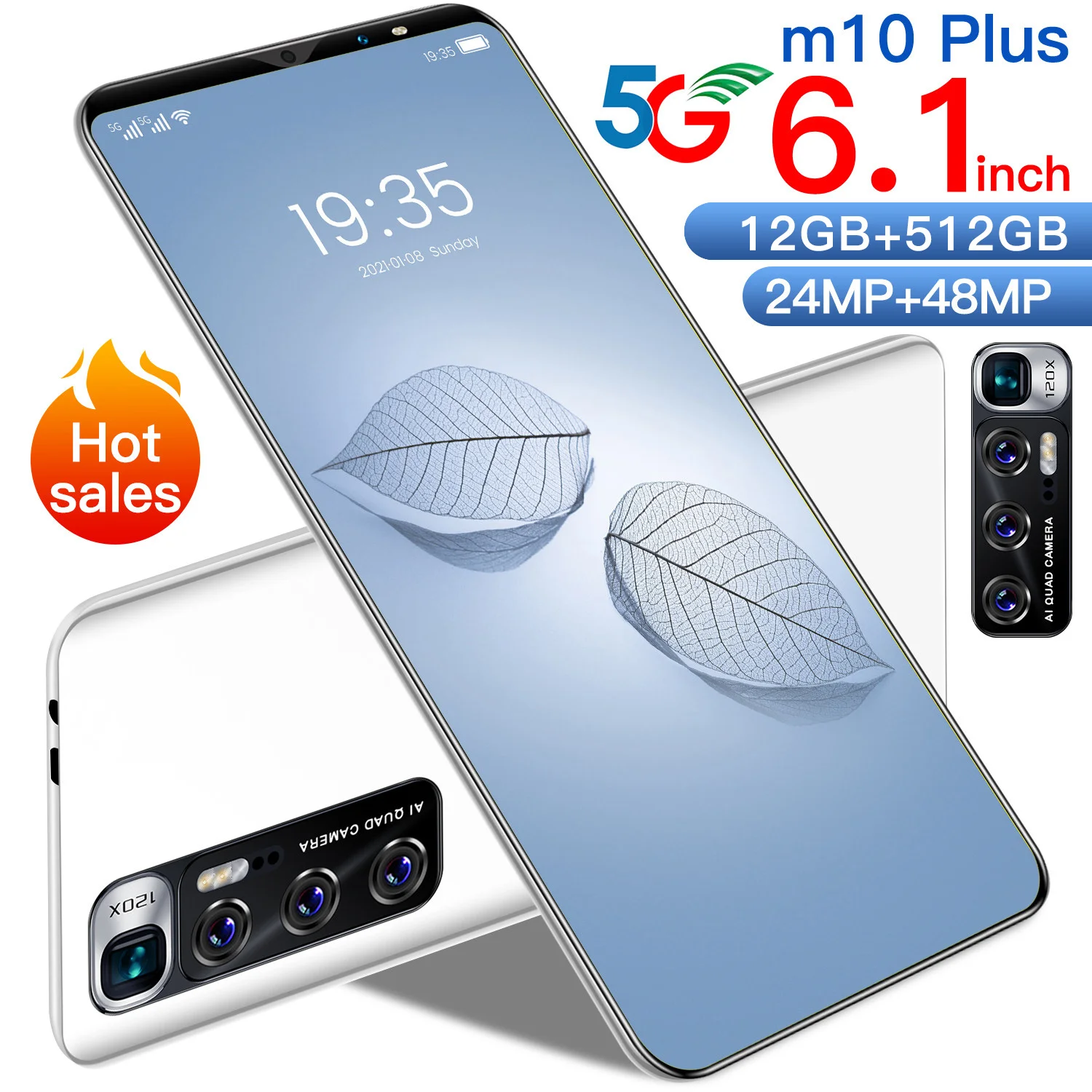 

2021 Cheap M10 Plus Mobile Phones 6.1inch Full Screen 12GB + 512GB Dual SIM Smart Phones 4800mAh Long Standby Celulares