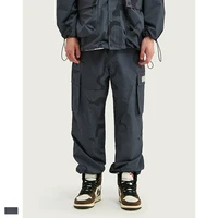 

Wholesale Custom Mens Cargo Pants Contrasting Black Nylon Track Pants