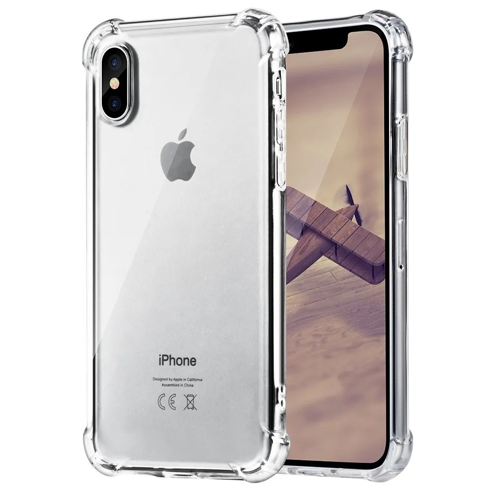 

For iPhone X XR XS MAX Case Crystal Clear Reinforced Corners TPU Bumper Cushion Transparent Cover