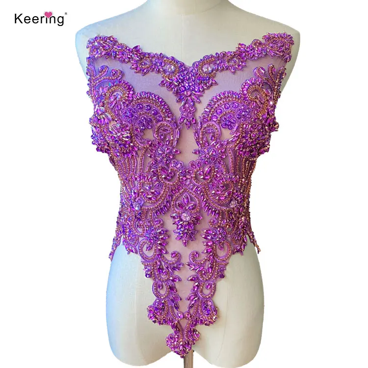 

New color keering multicolor Bright purple rhinestone applique for weeding party dress WDP-295, Silver/royal blue/gold/rose gold