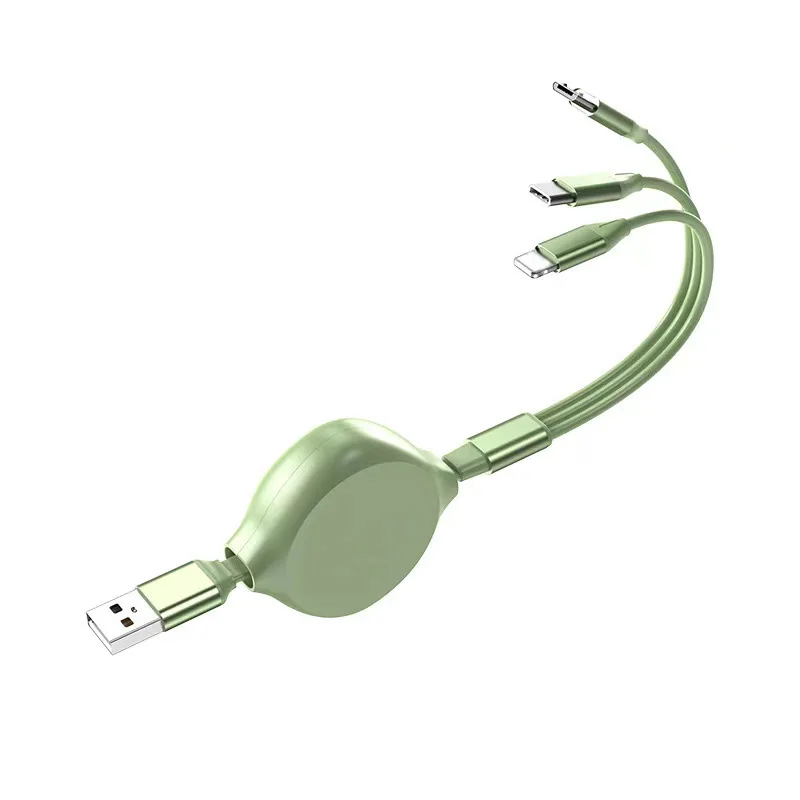 

3 in 1 charger 5A Telescopic Mobile Phone Fast Charging Cables for iPhone Android Type C, Green/blue/red/black/white