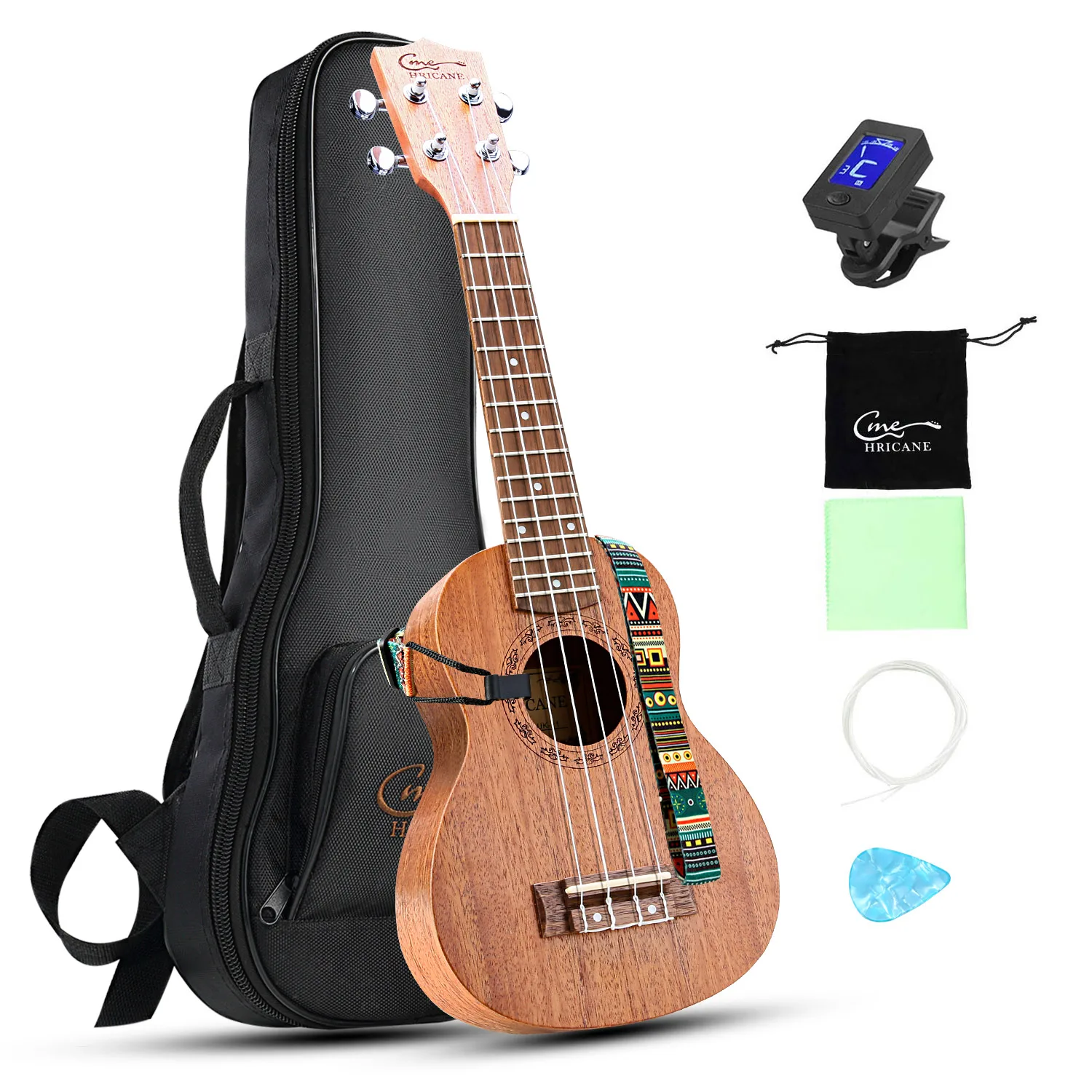 

Hricane Soprano Ukulele  Mahogany Ukuleles for Beginners with Gig Bag Strings