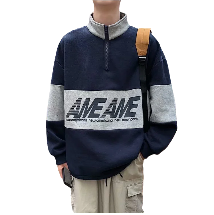 

XINQI OEM/ODM plus size men's hoodies & sweatshirts 380gsm 100% cotton sleeve long Turtlenecks zipper hoodie strings