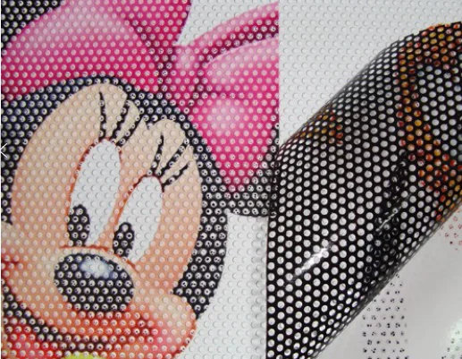 定制印刷 40% 穿孔胶粘剂窗口单向视觉贴纸批发