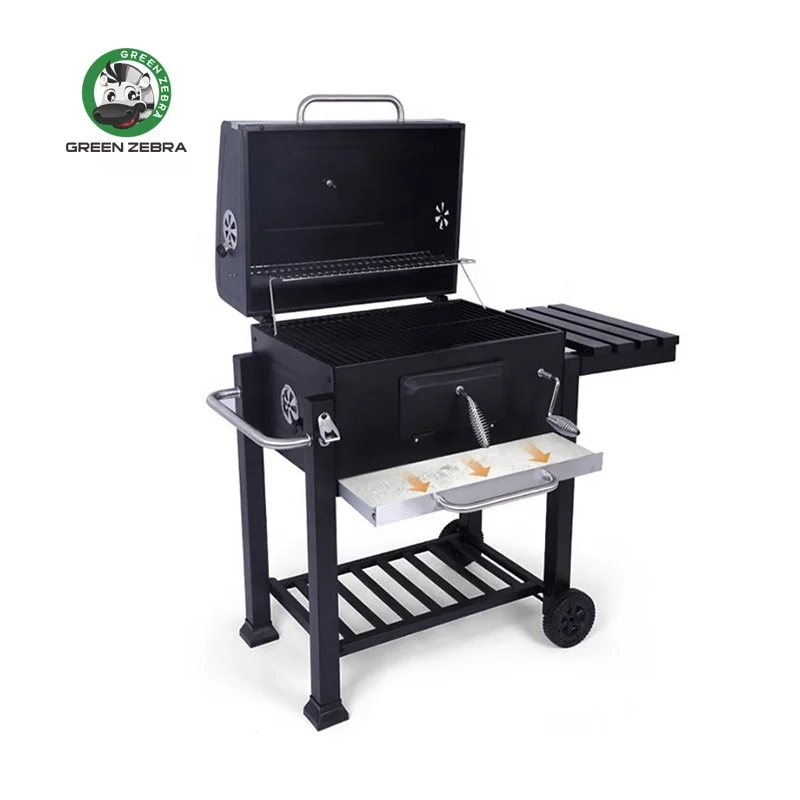 

Manufacturer Supply 6-10 People European Style Square Large Barbecue Meat Smoker Outdoor Trolley Charcoal BBQ Grill Big
