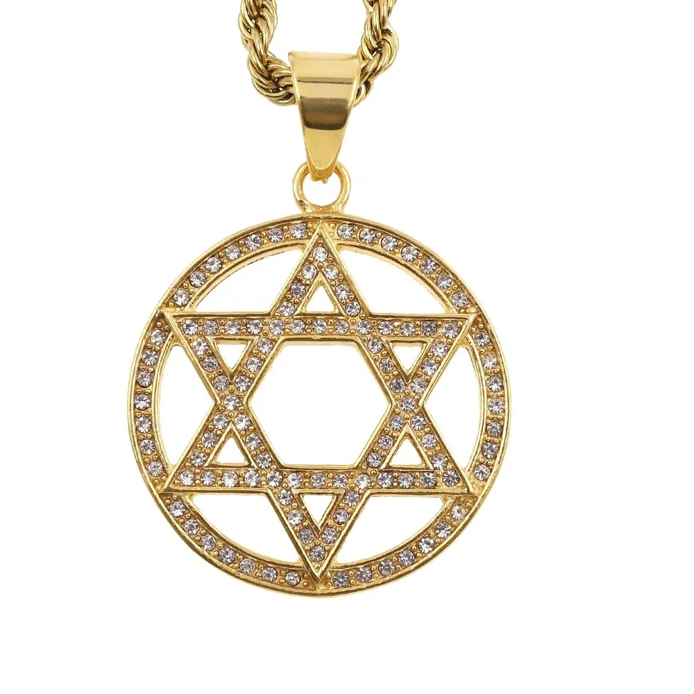 

2020 Latest Six-pointed Star Pendant Hexagram Jewish David Star Necklace, Gold