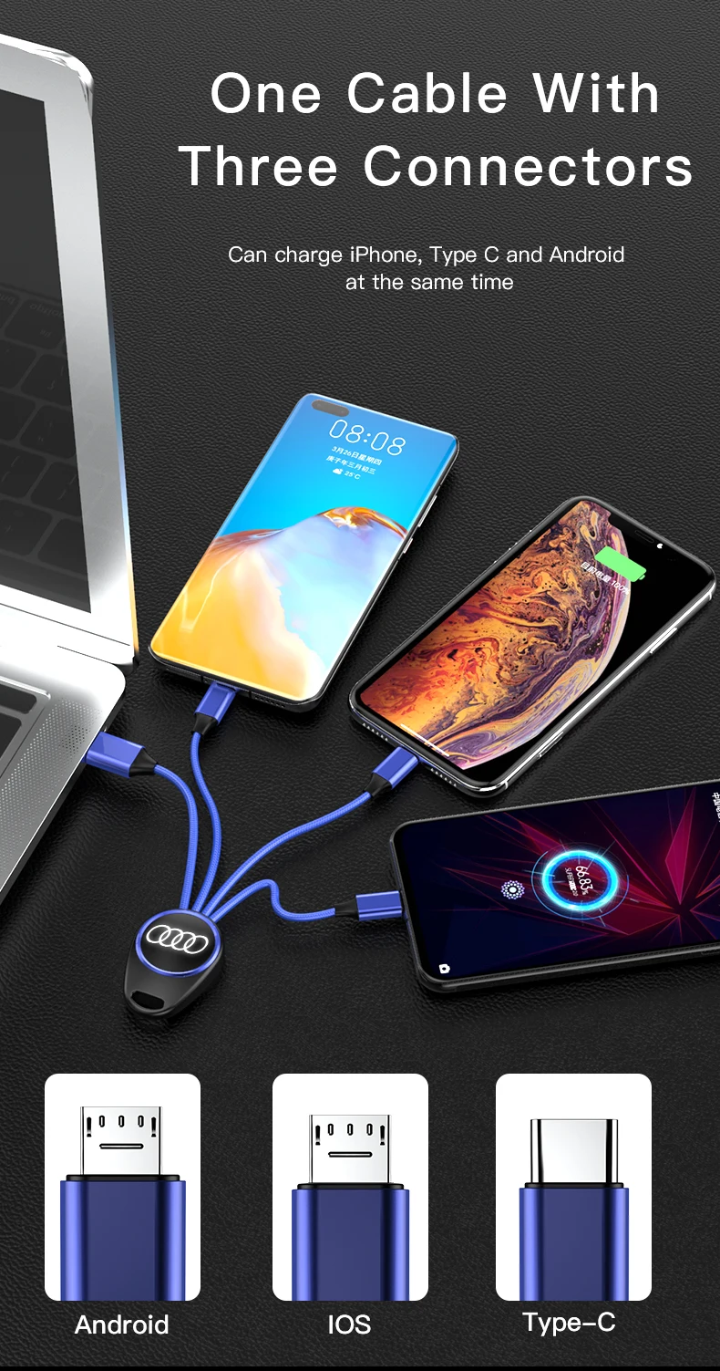Promotion Gift Items Type C IOS Micro Nylon Braided 15cm Keychain USB Charging Cable For Smartphone - ANKUX.COM