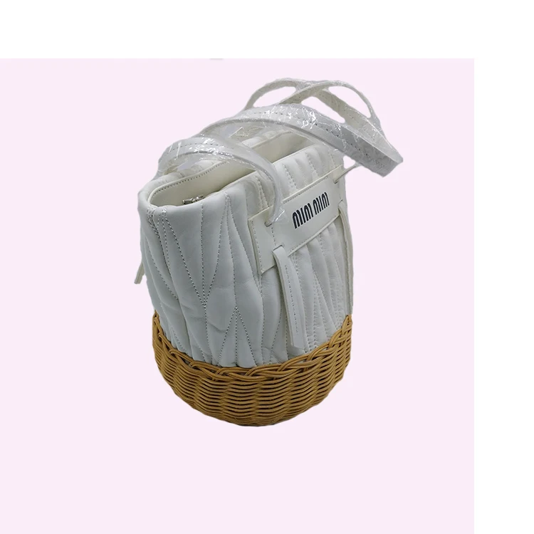 

china durable white summer beach floral tiny rattan woven tote bags mini wicker bag soft bag rattan 2021