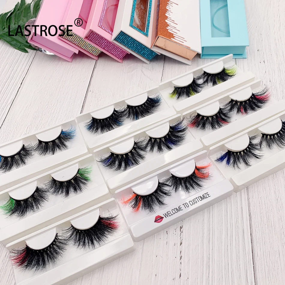 

Real Mink Colored Eyelash 25 mm Strips Curly Colorful False Eyelashes 3d individual eyelash extension