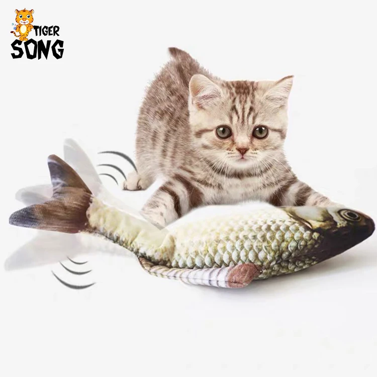 

Amazon Supplier Electric Cat Kicker Fish Toy Realistic Fish flip flop Wiggle Fish Kitten Catnip Toy Interactive Toy For Cats, Customized