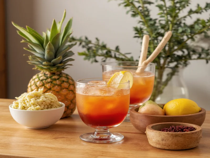 Homemade slim drink ingredients on wooden table