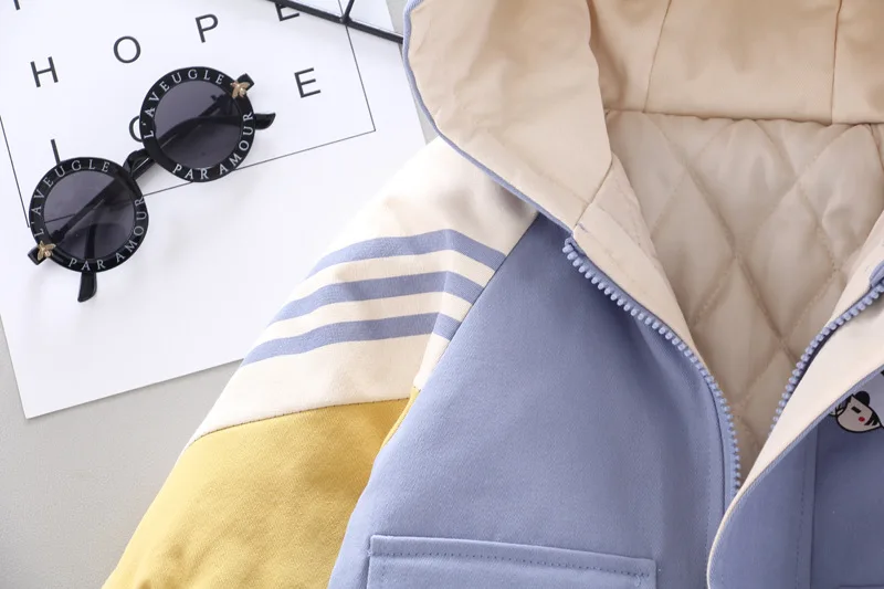 
Sunny Baby Children Plus Velvet Coat 2019 New Autumn and Winter Padded Quilted Jacket 