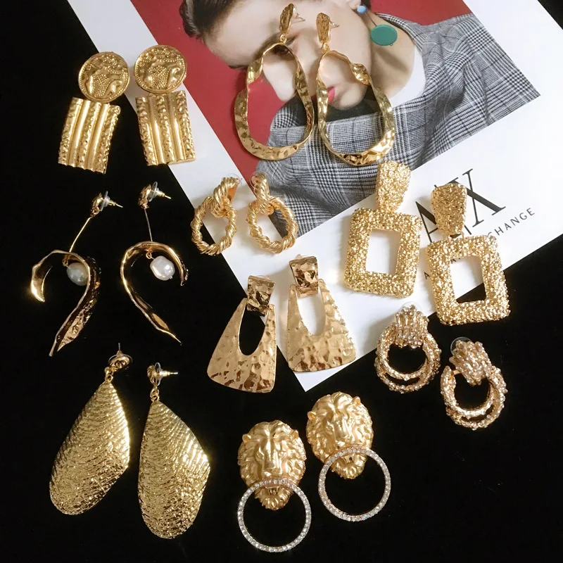 

Yingchao 2021 Za Fashion Statement Gold Pure Handmade Beaded Pineapple Crystal Water Pendant Drop Stud Earrings Women Jewelry