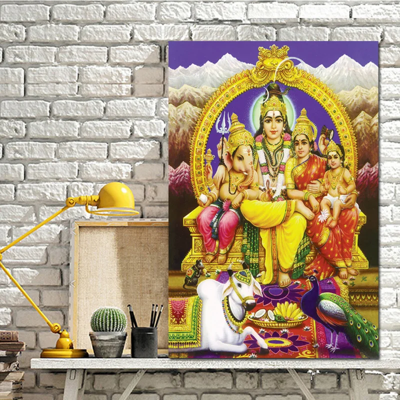 BILD picture Ganesha Shiva Parvat  Hinduismus Prägedruck INDIEN India Poster 305 