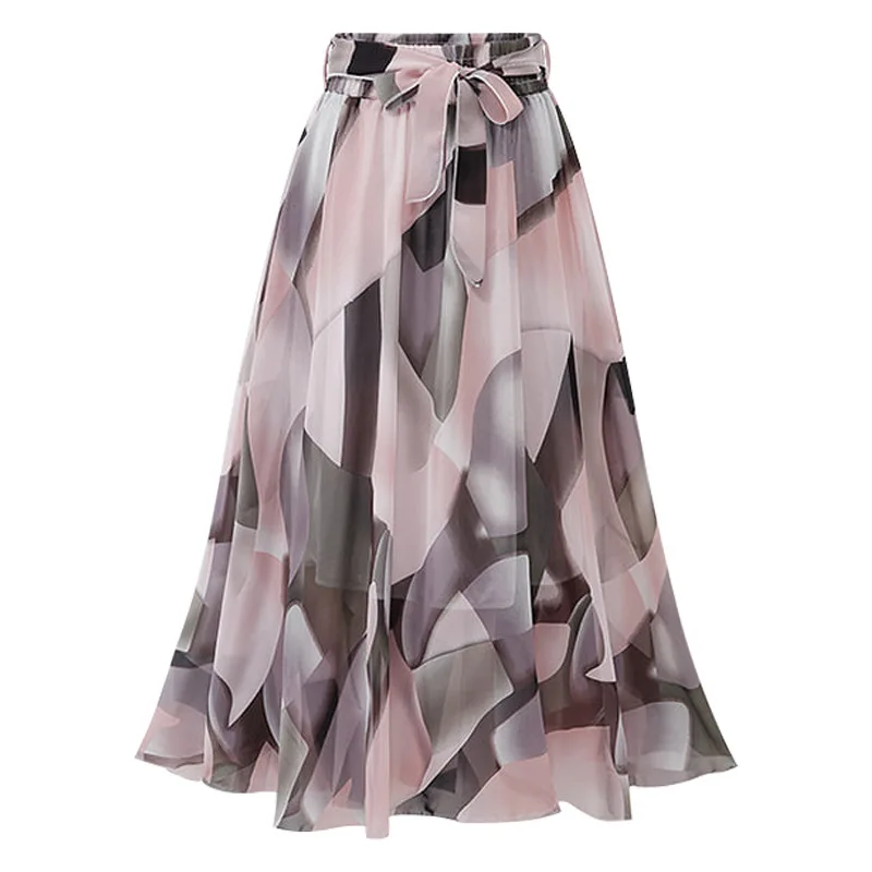 

Plus Size Lady Skirt Ladies Floral Printing Skirt Women Chiffon Skirts YF80162