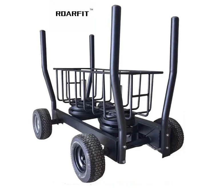 

ROARFIT Gym Commercial Tank Training Car Weight Sled Car Fitness Equipment Barbell Cart With Adjustable Resistance Tank, Black