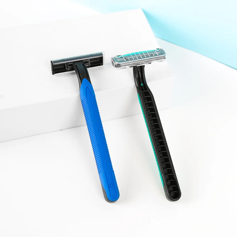 Manual Disposable Razors with Three Layers of Blades Shaving Razor Rubber Handle Safety Blade Face disposable Razor For Mens