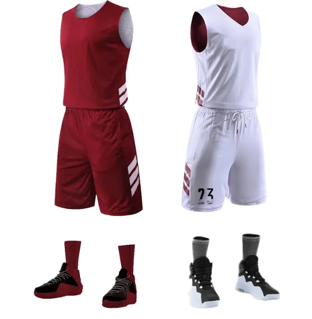 

Wholesale custom basketball apparel Latest Basketball Jersey and shorts Design Sublimation Reversible Basketball uniform Jersey, Custom color