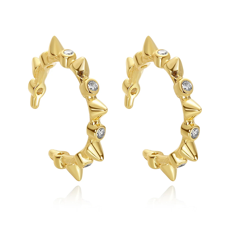 

Wholesale 925 Sterling Silver Ear Cuff with Cubic Zircon For Woman Jewelry 14K&18K Gold Vermeil Spike Ear Cuff Earrings