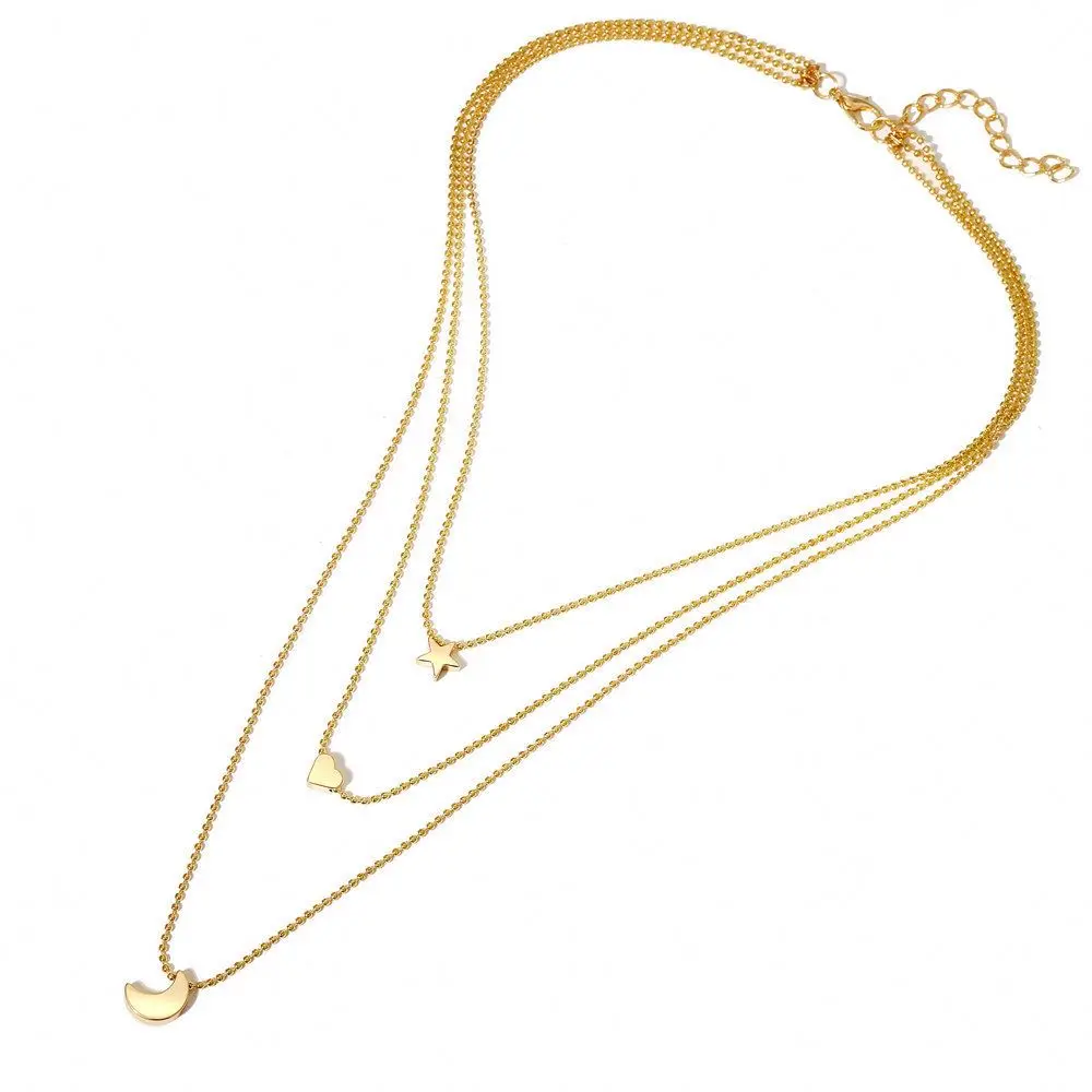 

2020 Hot Sale Star Moon Shape Gold Fashion Accessories Heart Necklace Chains Women Charm Jewelry