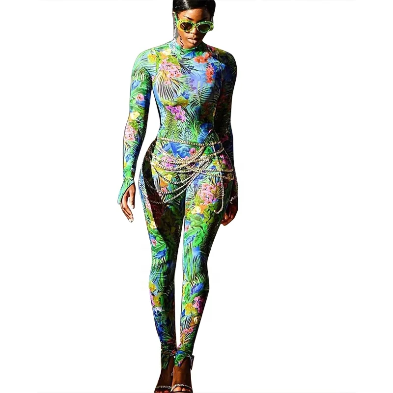

Women One piece yoga jumpsuit colorful printed yoga sports suit, Print
