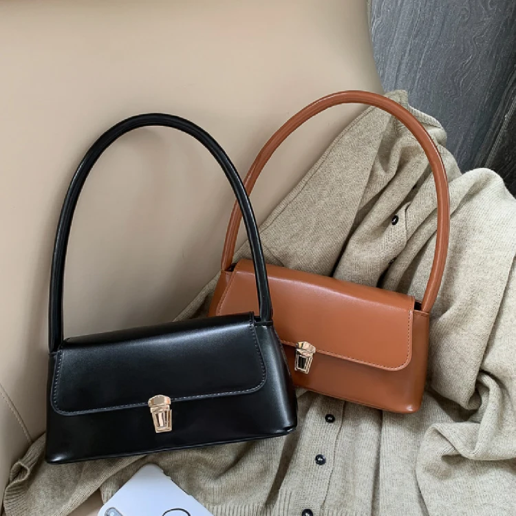 

New Design women Armpit Clutch PU leather metal lock small shoulder handbag for ladies