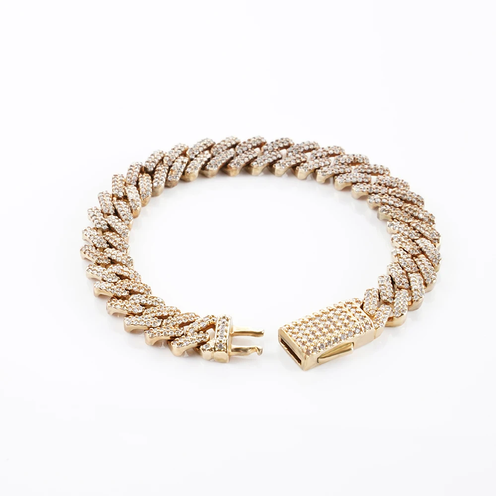 

JL Jewelry 12mm 18K silver bracelet mencustom cuban link chain