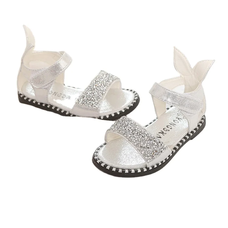 

Hot selling fancy cartoon design bling children girl shoes, Black, silver, pink