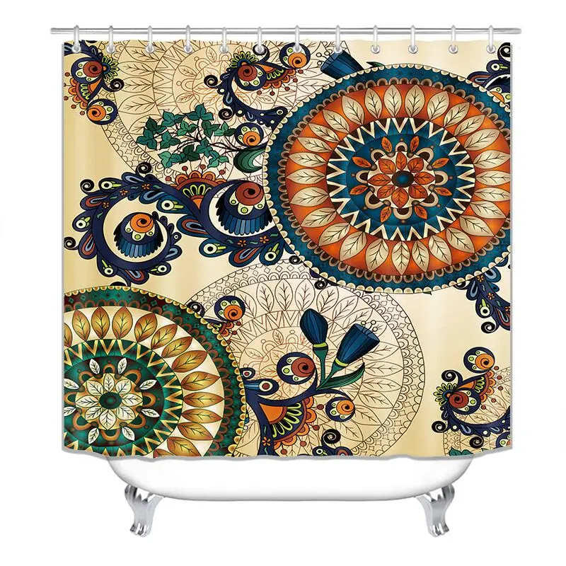 

Factory direct sales ins Bohemian style home bathroom sets waterproof customized shower curtain