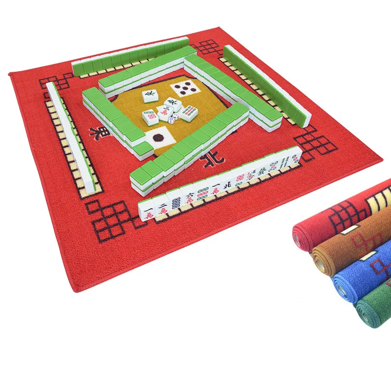 

Nylon Mahjong Table Cloth Family Party Game Mahjong Table Mat 4 Colors Optional Household Poker Carpet, Green/blue/red/yellow