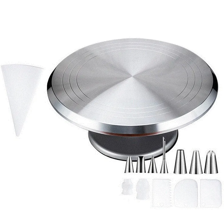 

Cake Turntable 304 Stainless Steel Pastry Piping Nozzle Cake Tools Cake Decorating For Kitchen Baking, As picture