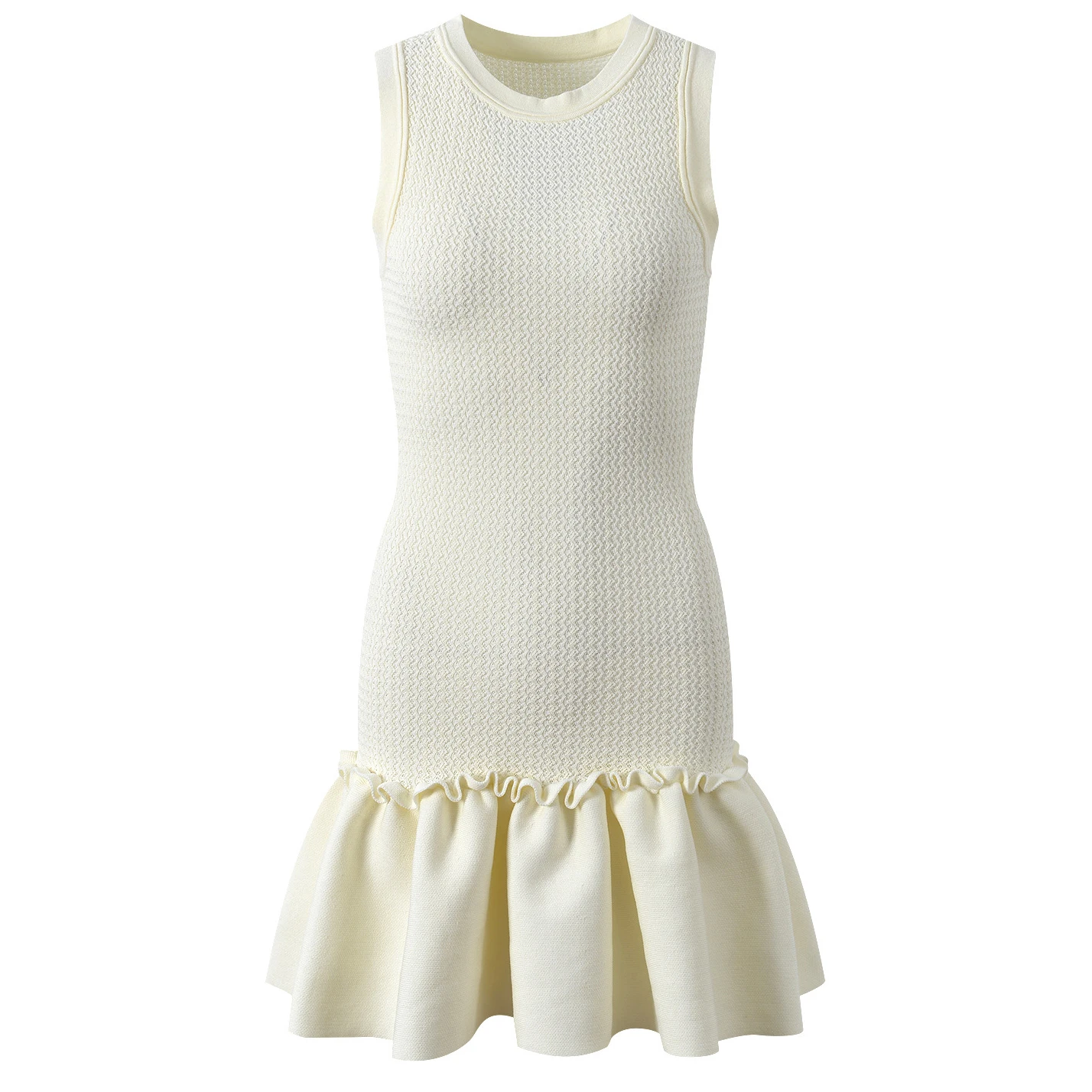Knitted Ruffled Hem Sleeveless Dress