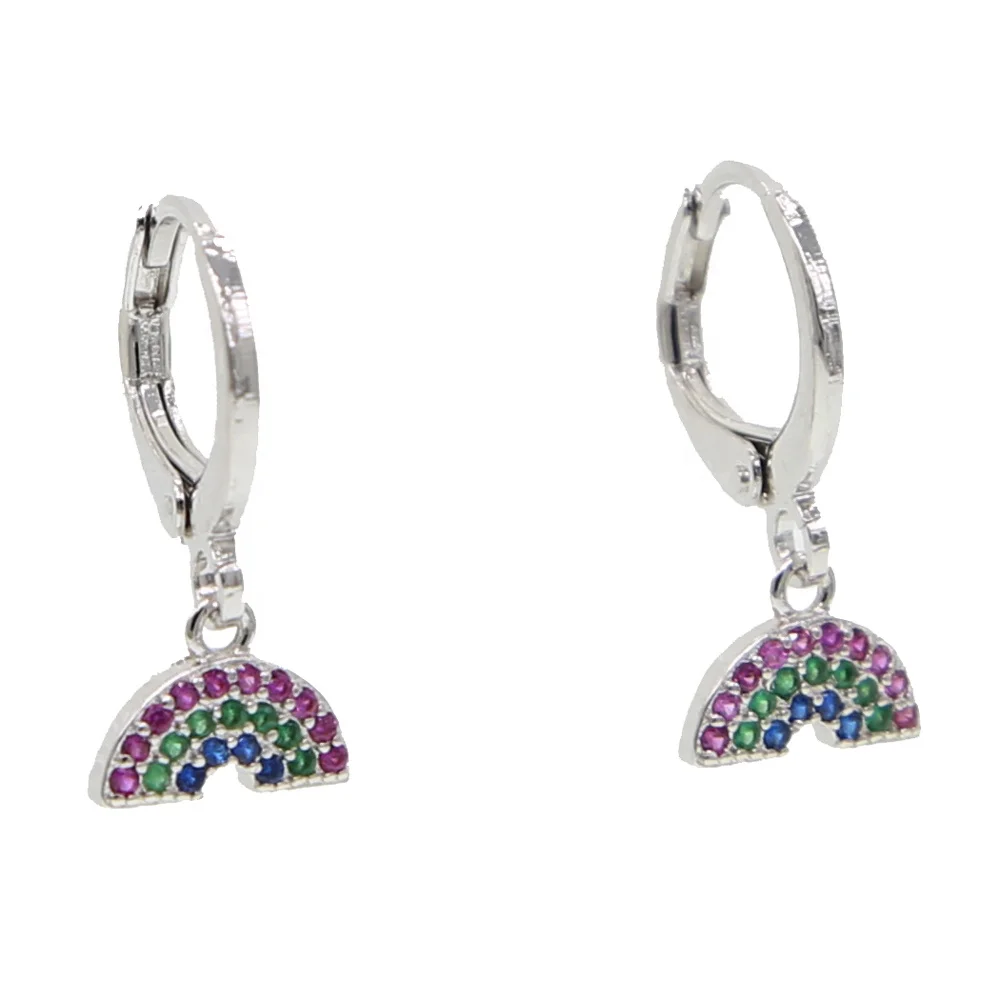 

New summer new design jewelry cute lovely color cz paved watermelon drop charm dangle earring gold silver