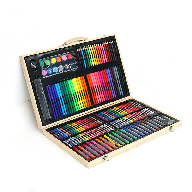 

180pcs Crazy selling kids painting set Wooden Box painting colour sets for DIY /painting set