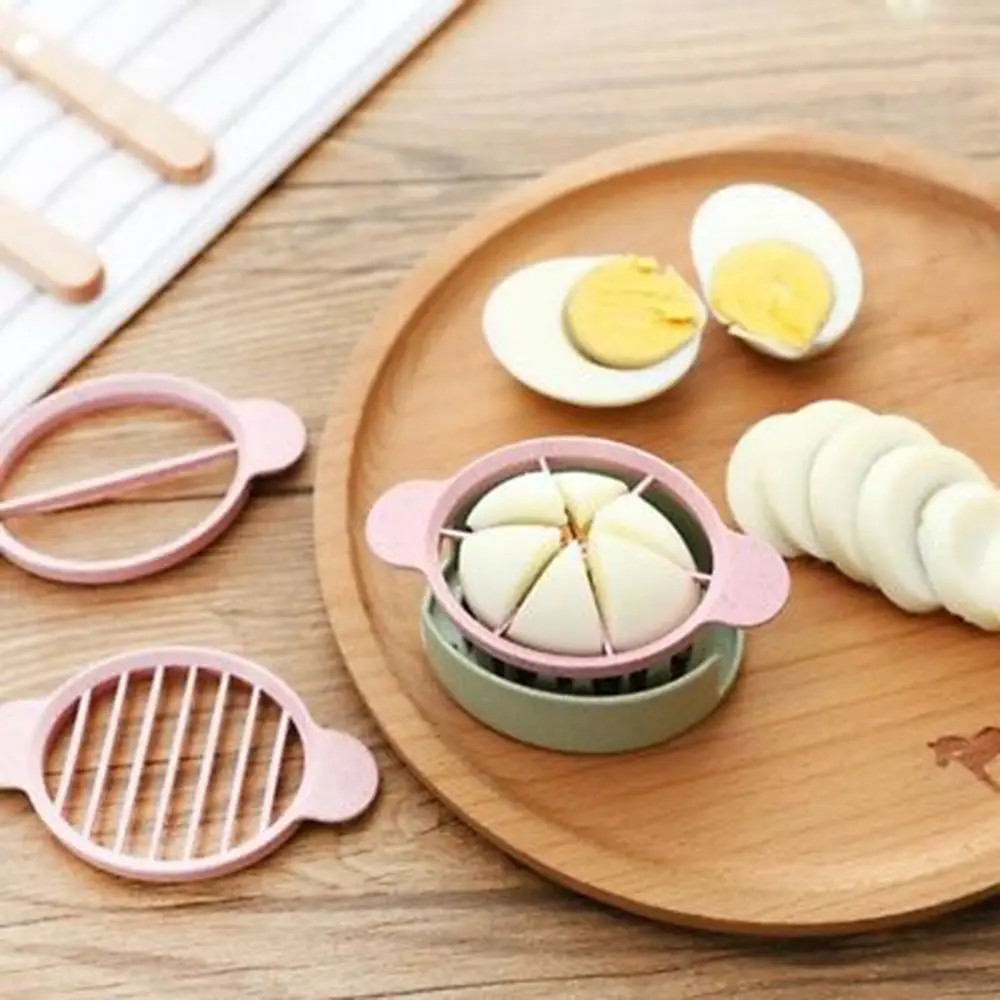 

Split Device Egg Cutter 4 Colors Three in one Wheat Straw Convenient Multifunctional Food Divider Slicer Egg Slicer Tool, As photo
