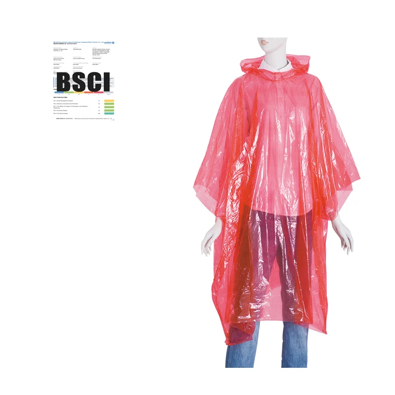BSCI Factory Waterproof Disposable Plastic Portable for for Adults Emergency Outdoor Use