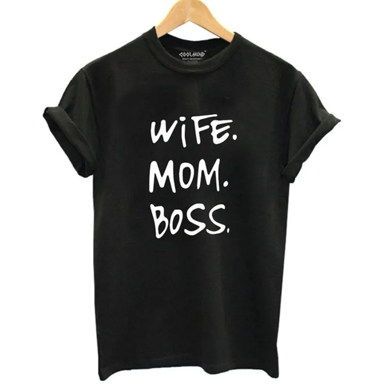 

High quality wife mom boss print t shirt women casual cool summer t-shirt women short sleeve Tshirt, As the pictures shown