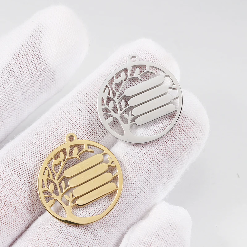 

Stainless Steel Pendant DIY Mirror Polished New Custom Engravable Logo Tree Charms