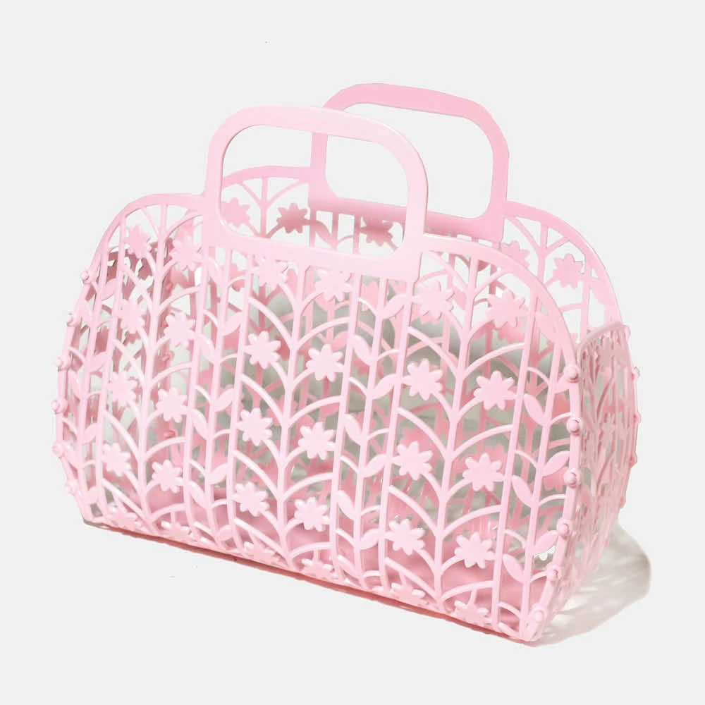 

Personalized Retro Vintage foldable Plastic PVC Jelly basket Bag Beach Bag handbag Purse for Girls Women Party Favor Bags