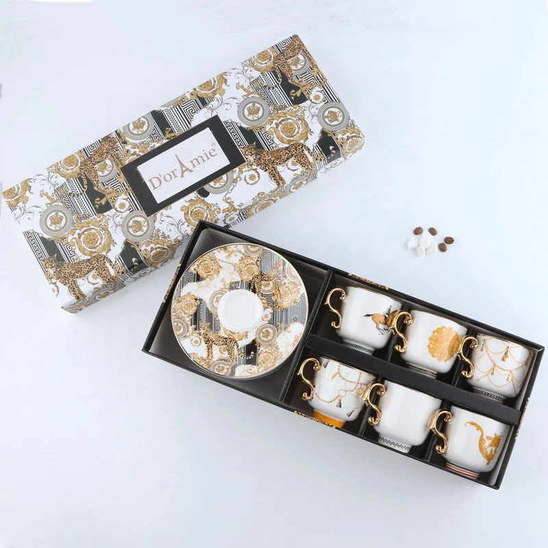 

Light Luxury Style Tea Cup Sets Small Luxury Coffee Cup 6 Piece Set Concentrated Small Mini Tea Cup Box Set, Picture