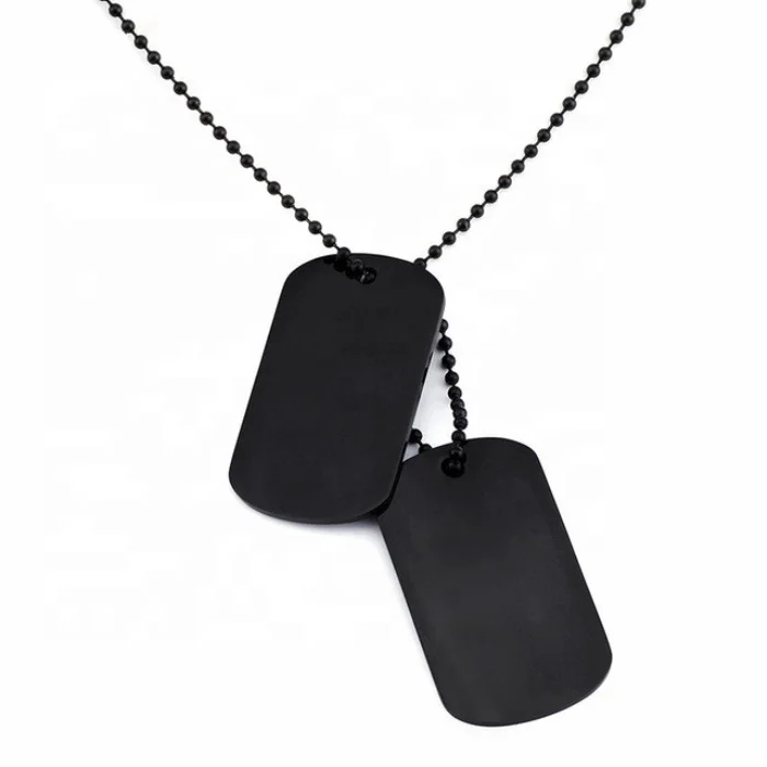 

Silver/Gold/Black plated fashion high polish quality free laser engrave stainless steel dog tag army necklace for men