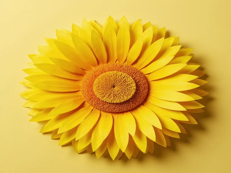 Three-dimensional paper sunflower with textured center