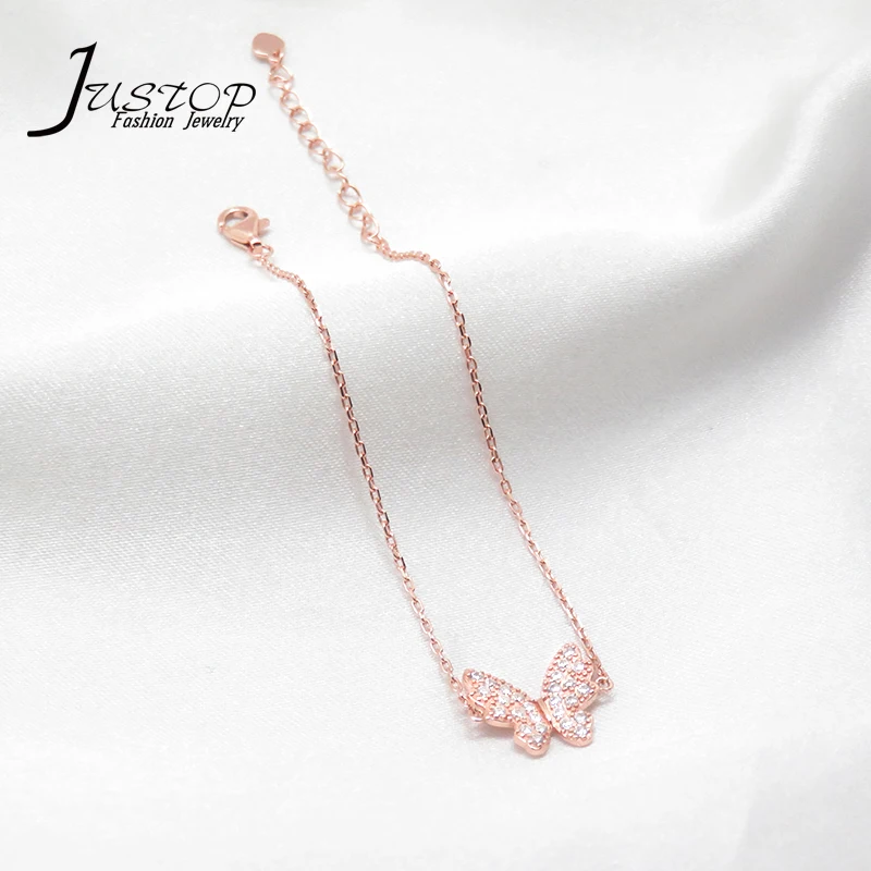 

Pink Gold Plated 925 Sterling Silver Butterfly Bracelet In Stock, Sliver