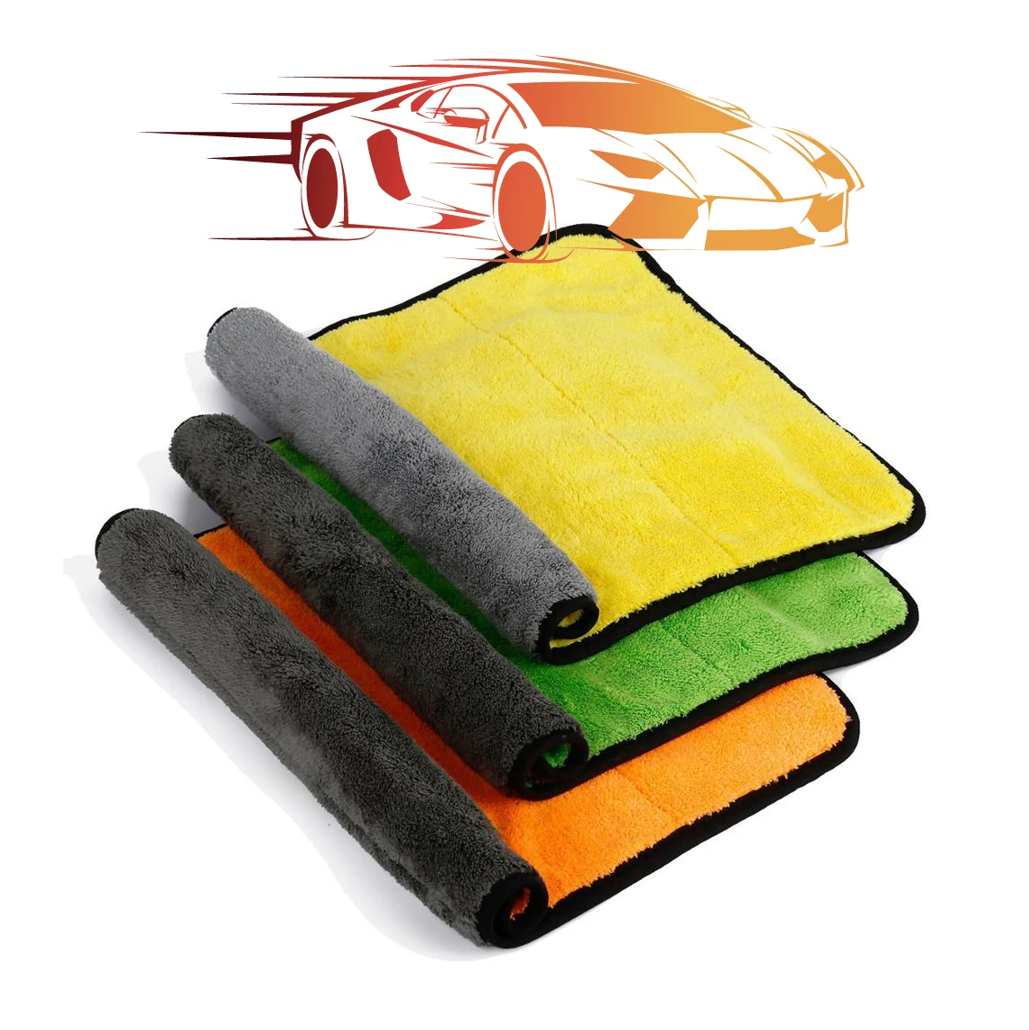 

Summer hot sale Thicken fluffy care wax polishing buffing 800 gsm microfiber car towel cloth, Pink green yellow orange