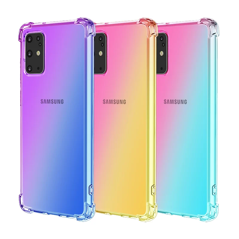 

Clear Gradient Slim TPU Phone Case for iphone 11 pro max with Reinforced Corners Shockproof Protective Case for Samsung S20 Plus, Transparent