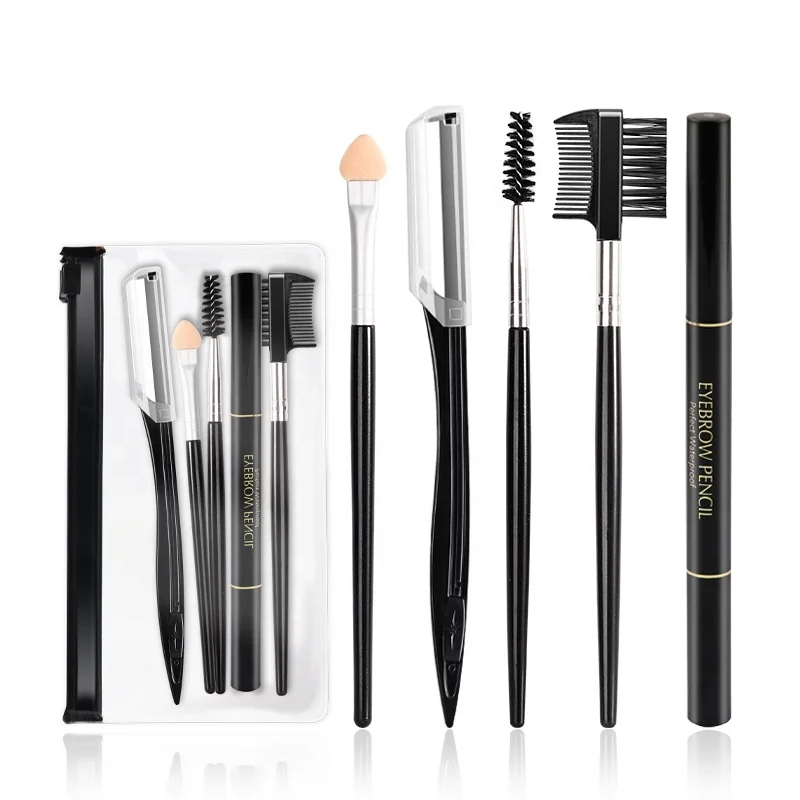 

Wholesale Cheaper 5 pcs Eyebrow tools set with sponge eyeshadow brush ,eyebrow razor ,brushes , eyebrow pencil