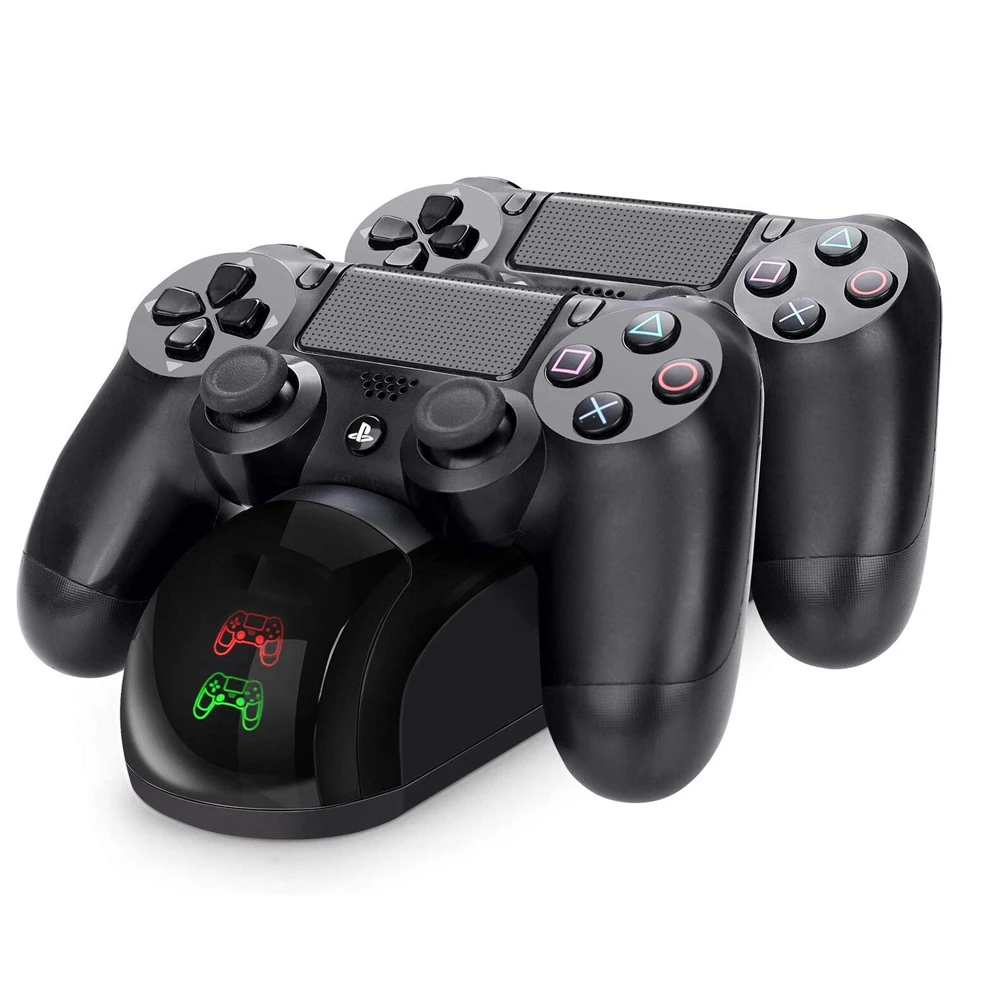 

dual usb ps4 controller charging station for sony playstation 4 ps4 slim ps4 pro charging dock stand station with 4 thumb grips