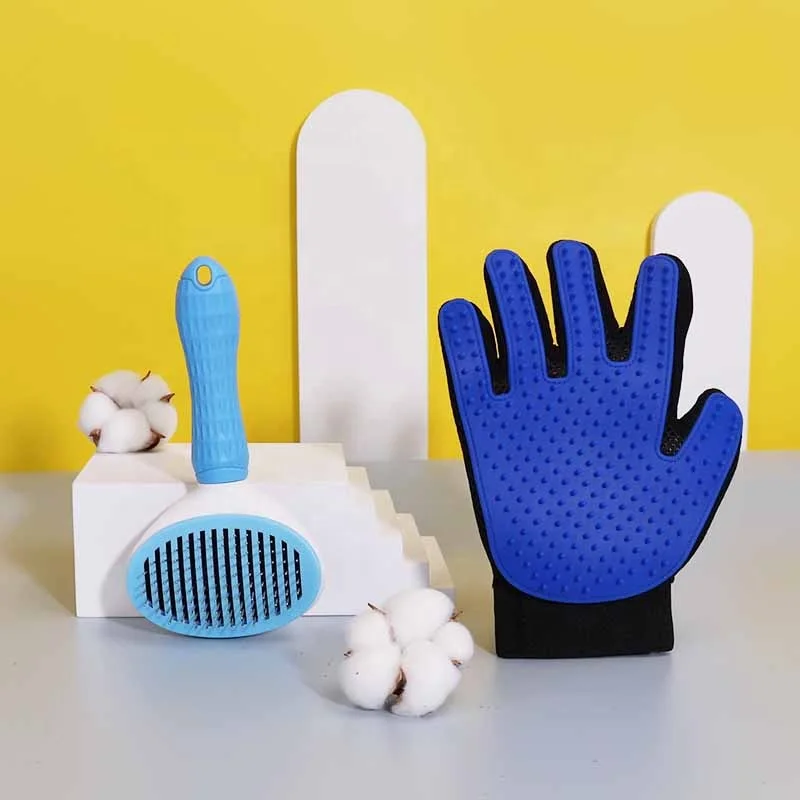 

Pet bath gloves Supplies Silicon Pet Hair Remover Gloves mascota Pet Grooming Glove Deshedding Brush with 260 Grooming Tips, Panotone color