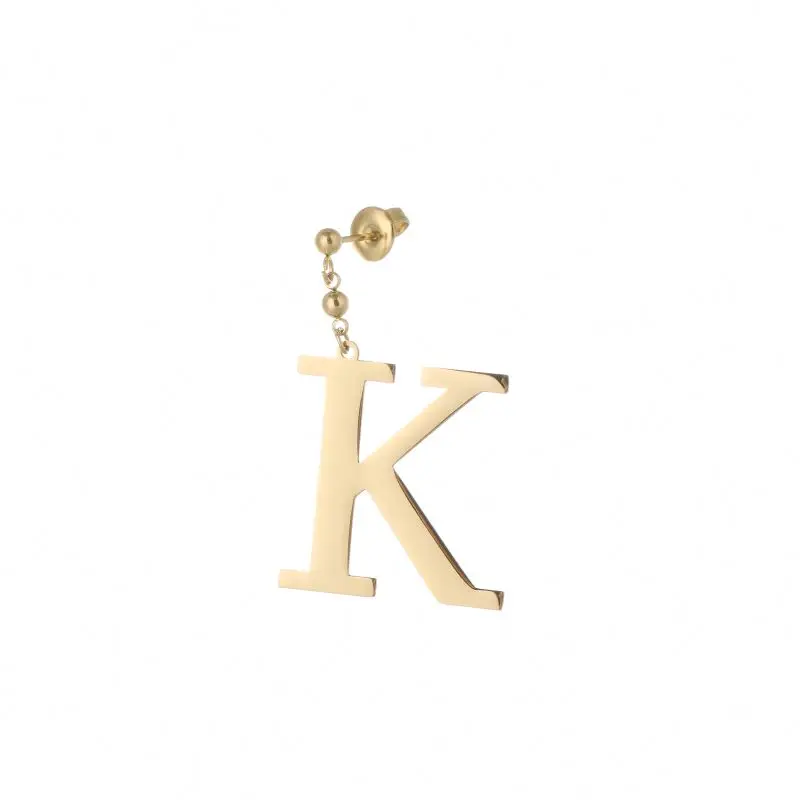 

High Quality Trendy Design 14K Gold Plated Stainless Steel K Letter Pendant Earrings