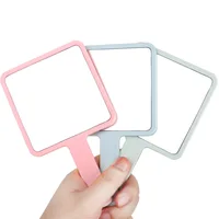 

M506 solid single side decorative makeup Square Plastic hand held mirror makeup handle mirror